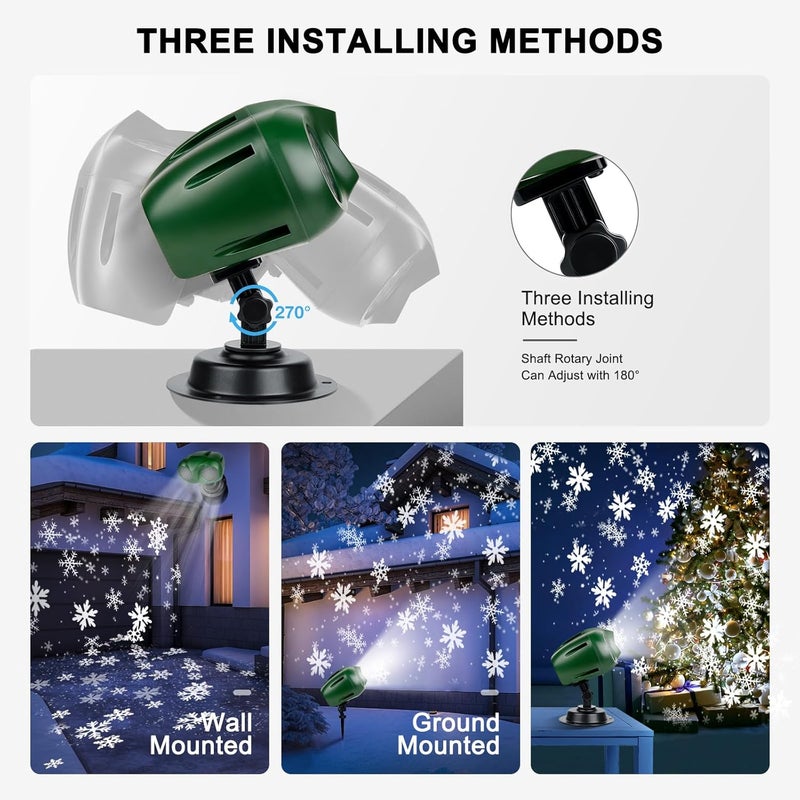 Alinkey Store Snow Projector Lights, Christmas Owl Shape Snow Light Projector Outdoor, Dynamic Snow Landscape Lamp Projection with Remote Control, for Xmas Holiday New Year Party Garden Patio Home Decorations - Image 3